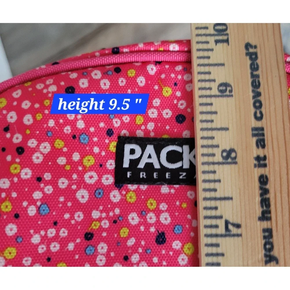 PackIt Freezable Lunch Bag Pink Confetti‎ Insulated Foldable Cooler School Work